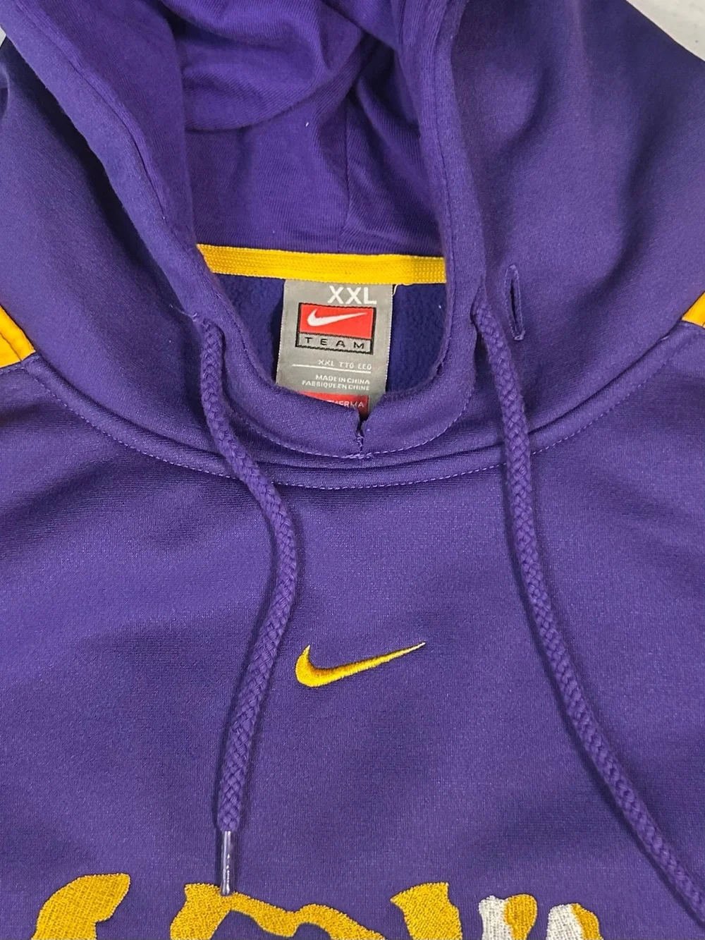 Nike LSU Tigers Purple Gold Therma-FIT Hoodie Pullover NCAA Football‎ Size XXL